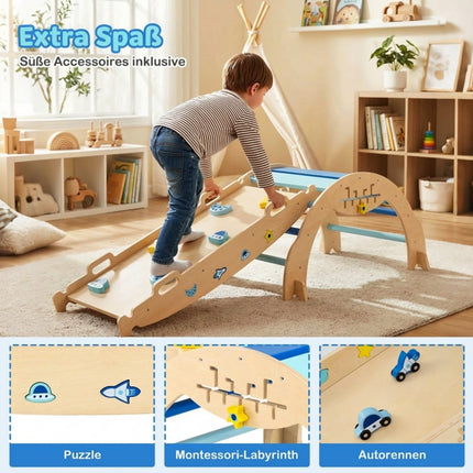 3-in-1 Montessori Climbing Set with Ramp & Arch