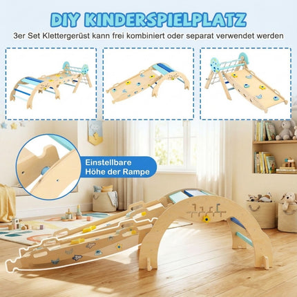 3-in-1 Montessori Climbing Set with Ramp & Arch