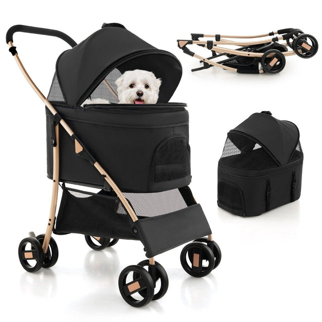 3-in-1-Haustierwagen, faltbar, bis 15 kg, Schwarz