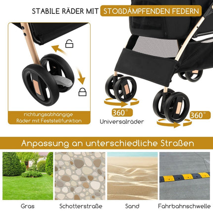 3-in-1-Haustierwagen, faltbar, bis 15 kg, Schwarz