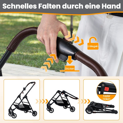 3-in-1-Haustierwagen mit abnehmbarer Transportbox, Grau