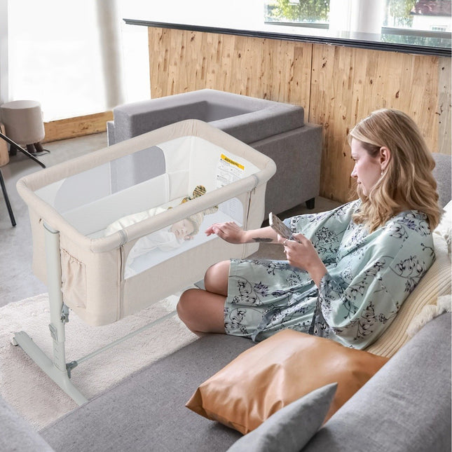 3-in-1 tragbares Babybett mit verstellbarer Höhe und Netz