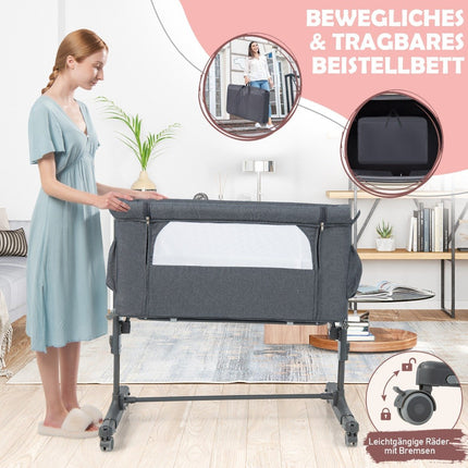 3-in-1 tragbares Babybett mit verstellbarer Höhe und Netzstoff
