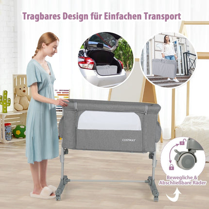 3-in-1 Tragbares Babybett mit verstellbarer Höhe und Netzstoff