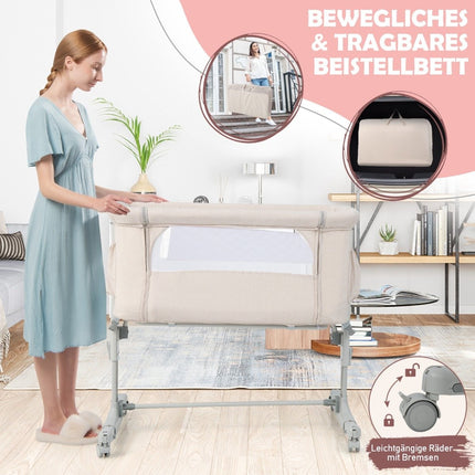 3-in-1 tragbares Babybett mit verstellbarer Höhe und Netz