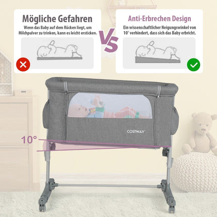 3-in-1 Tragbares Babybett mit verstellbarer Höhe und Netzstoff
