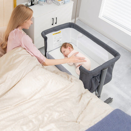 3-in-1 tragbares Babybett mit verstellbarer Höhe und Netzstoff