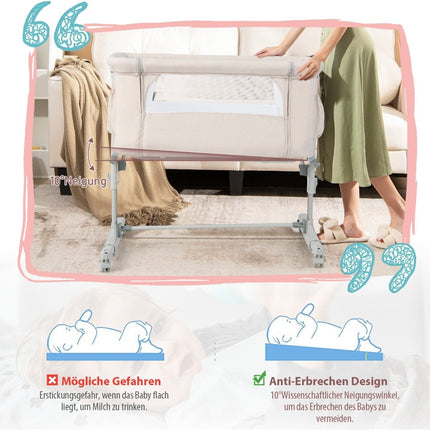 3-in-1 tragbares Babybett mit verstellbarer Höhe und Netz