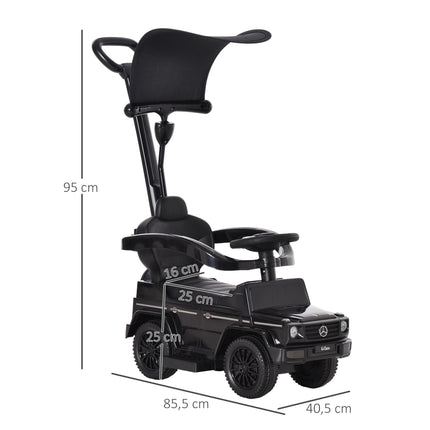 3-in-1 Rutscherauto mit Schiebestange, Schwarz, 18-36 Monate