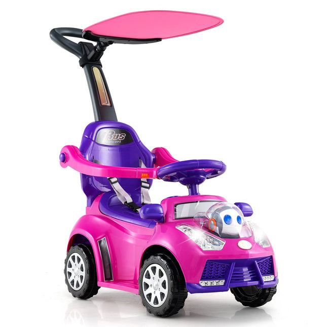 3-in-1 Rutscherauto mit Schiebegriff und Stauraum, Rosa