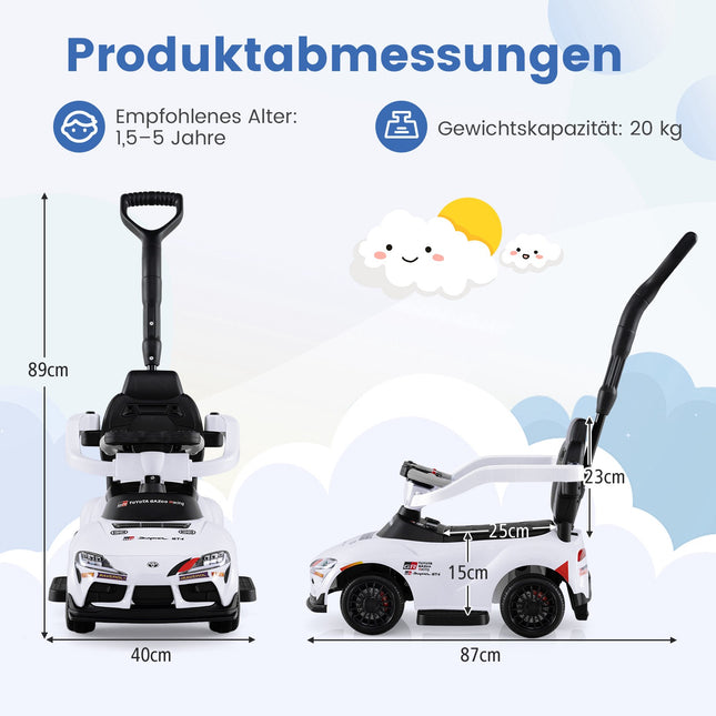 3-in-1 Rutscherauto mit Stauraum und Schiebegriff, Weiß