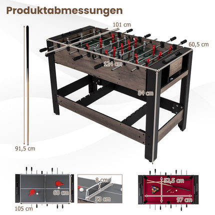 3-in-1 Rotating Game Table – Foosball, Billiards, Table Tennis