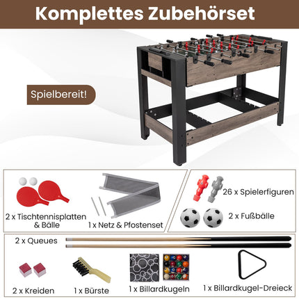 3-in-1 Rotating Game Table – Foosball, Billiards, Table Tennis