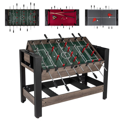 3-in-1 Rotating Game Table – Foosball, Billiards, Table Tennis