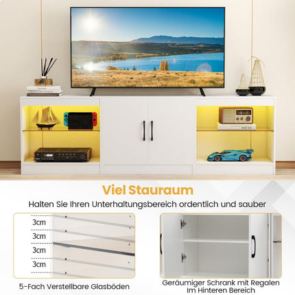 3-in-1 TV-Ständer mit LED, verstellbaren Einlegeböden, max. 85 Zoll