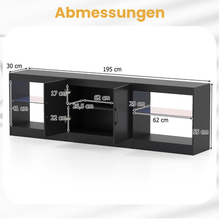 TV stolek 3v1 s LED osvětlením pro televize do 85", černý