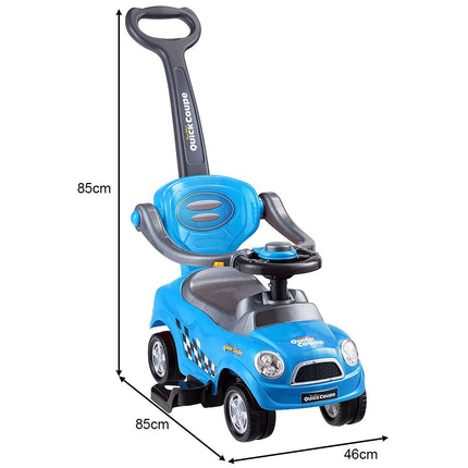 3-in-1 Toddler Ride-On Car with Handle & Safety Rail