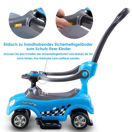 3-in-1 Toddler Ride-On Car with Handle & Safety Rail