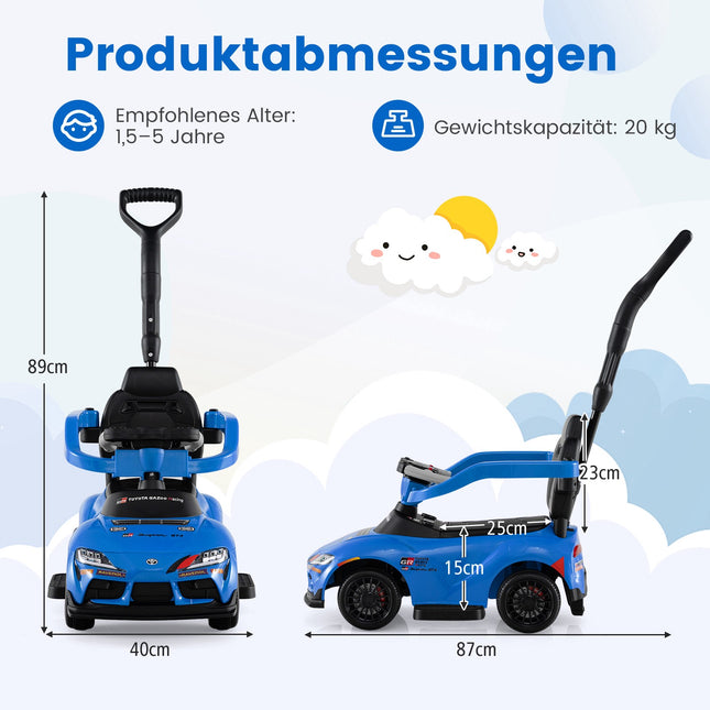 3-in-1 Kleinkinder-Rutschauto mit Schubstange, Blau