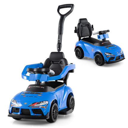 3-in-1 Kleinkinder-Rutschauto mit Schubstange, Blau