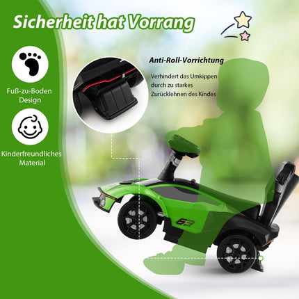 3-in-1 Toddler Ride-On Car with Push Handle, Green