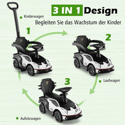 3-in-1 Kleinkind-Rutschauto mit Schubstange & Stauraum