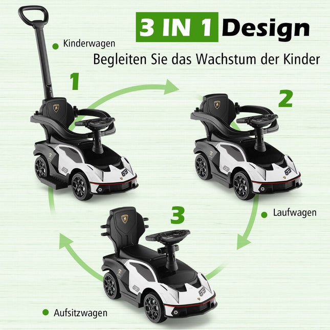 3-in-1 Kleinkind-Rutschauto mit Schubstange & Stauraum