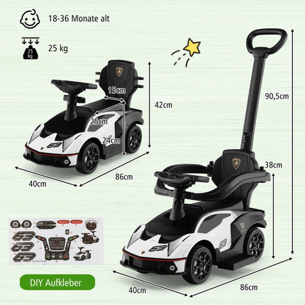 3-in-1 Kleinkind-Rutschauto mit Schubstange & Stauraum