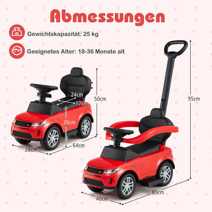3-in-1 Toddler Ride-On Car with Removable Handle