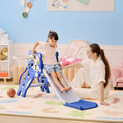 3-in-1 Toddler Slide with Climber & Hoop, Blue, 18-36 Months