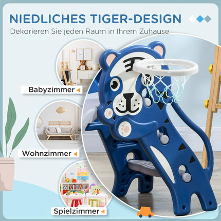 3-in-1 Toddler Slide with Climber & Hoop, Blue, 18-36 Months