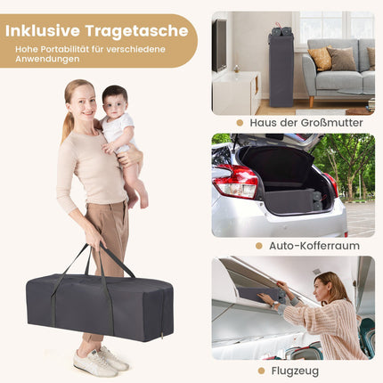 3-in-1 Reisebett mit Bassinet, Wickelauflage, Rädern – Dunkelgrau