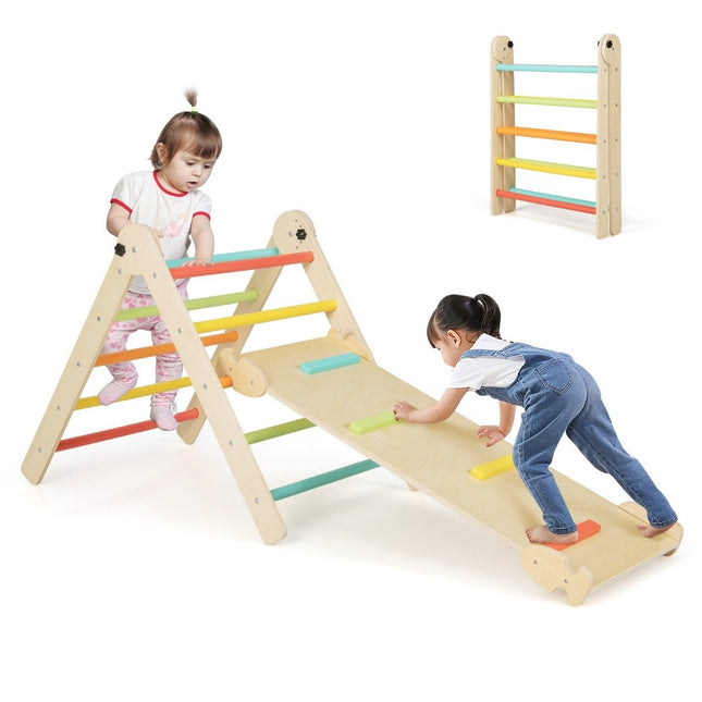 3-in-1 Dreieckiges Kletterspielzeug, faltbar und höhenverstellbar, Dreieck-Set für Kleinkinder, bunt