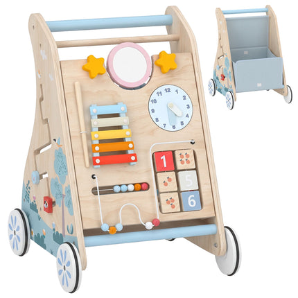 3-in-1 Wooden Baby Walker with Activity Board, Ages 1-3
