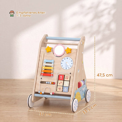 3-in-1 Wooden Baby Walker with Activity Board, Ages 1-3
