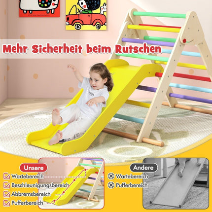 3-in-1 Wooden Climbing Triangle with Slide for Kids