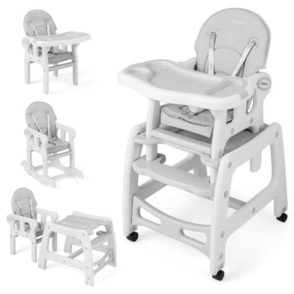 3 in 1 Babystuhl, Hochstuhl &amp; Esszimmerstuhl &amp; Kindersitzgruppe 62 x 51 x 104 cm grau