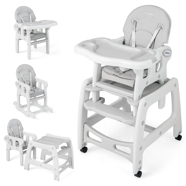 3 in 1 Babystuhl, Hochstuhl &amp; Esszimmerstuhl &amp; Kindersitzgruppe 62 x 51 x 104 cm grau