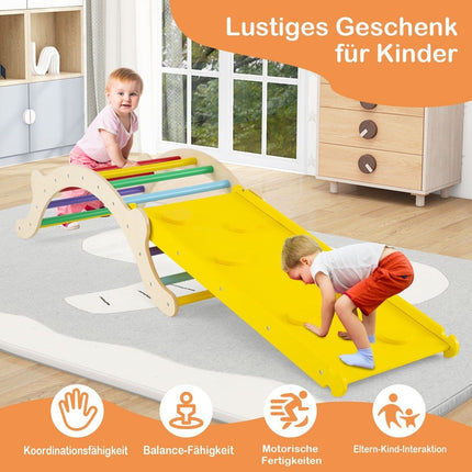 3 in 1 children's climbing ladder set with reversible ramp and cushion for climbing and sliding, colorful, load capacity of 60 kg