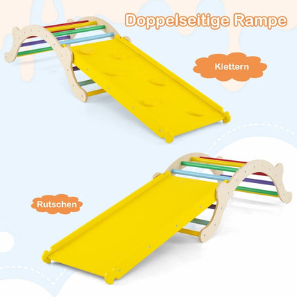 3 in 1 children's climbing ladder set with reversible ramp and cushion for climbing and sliding, colorful, load capacity of 60 kg