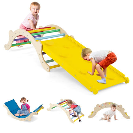 3 in 1 children's climbing ladder set with reversible ramp and cushion for climbing and sliding, colorful, load capacity of 60 kg