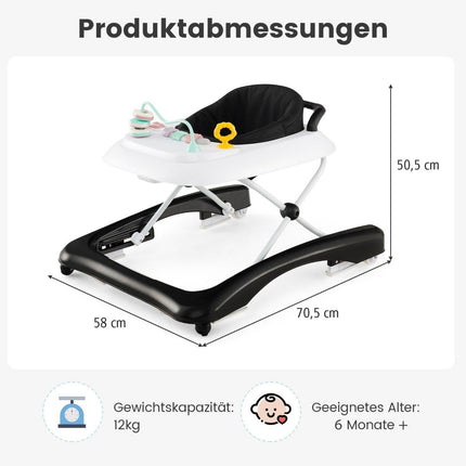 3 in 1 foldable baby walker with adjustable height &amp; Speed Black