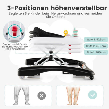 3 in 1 foldable baby walker with adjustable height &amp; Speed Black