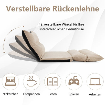 3 in 1 folding floor sofa with sleeping function & adjustable backrest beige
