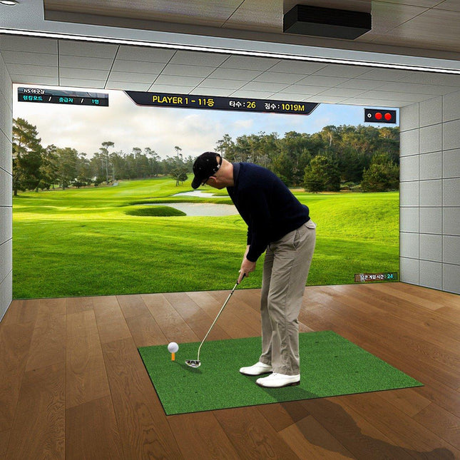 3-in-1 Golf-Abschlagmatte mit Kunstrasen, 2 Golf-Tees, 2 Ausrichtungspfosten &amp; 6 vorgebohrten Abschlaglöchern, 152 x 92 cm, 27 mm