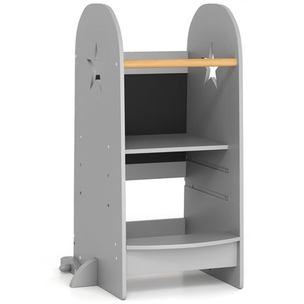 3 in 1 Lernturm Kindertritthocker mit 3 einstellbaren Höhen 90 kg belastbar grau