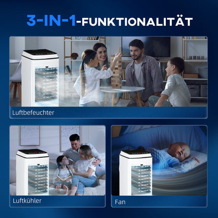 3-in-1 tragbare Klimaanlage mit Luftbefeuchter, 4L, Fernbedienung