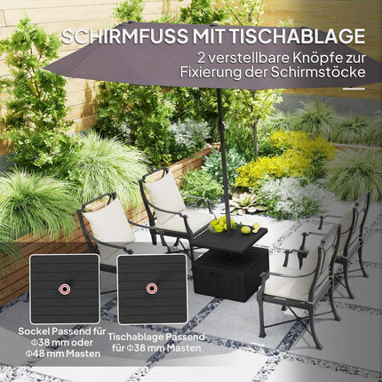 3-in-1 Sonnenschirmständer 80 kg, befüllbar und bepflanzbar, schwarz
