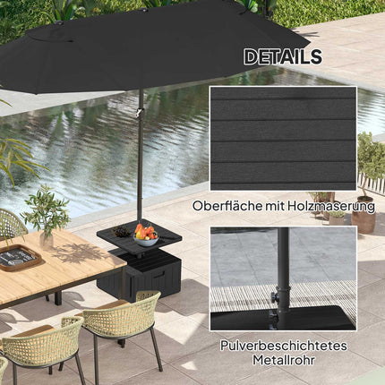 3-in-1 Sonnenschirmständer 80 kg, befüllbar und bepflanzbar, schwarz