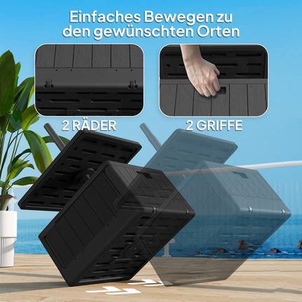 3-in-1 Sonnenschirmständer 80 kg, befüllbar und bepflanzbar, schwarz